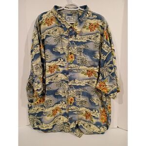 Big Dog Mens 4XL Shirt Aloha Hawaiian Palm Trees Beach Boats Hisbiscus Islands